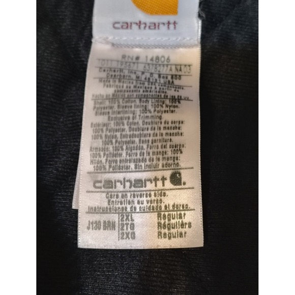 Carhartt Active Jacket Mens Brown Cotton Duck Canvas Insulated Hooded Work Coat - Picture 10 of 13